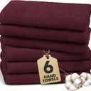 100% Cotton Hand Towels for Bathroom  Soft & Absorbent Towel Set Pack of 6 Small Towel (34x20in)  Quick Dry Luxury Cotton Hand Towels  Burgundy