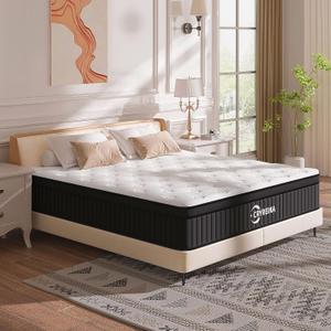 CRYREINA Queen Mattress, 12 Inch Queen Hybrid Mattress in a Box, Upgrade Individually Pocket Springs, Medium Firm, Pressure Relief, Breathable Comfort and Durable
