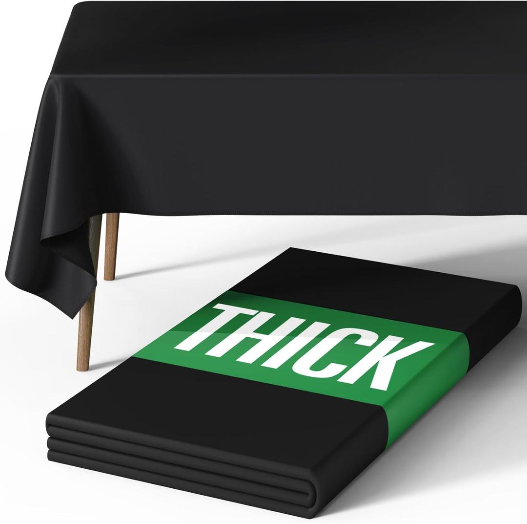 Pureegg Rectangle Table Cloth 60" x 84"  Durable Polyester Tablecloth Offers Reusable & Washable Protection, Ideal for Outdoor Party, Picnic, Wedding, Banquet and Birthday, 1 Pack, Black