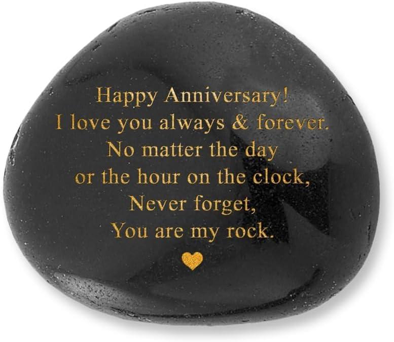 VELENTI Happy Anniversary Decorative Stones Rock - Heartwarming You are My Rock Wedding Presents, Inspiring Anniversaries Keepsake for Her, Decorative Accessories Anniversary Present for Him