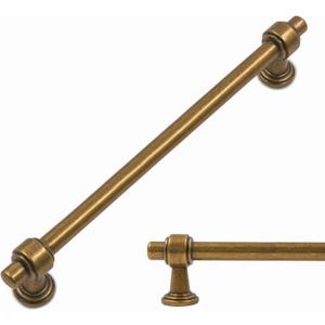 Amerdeco 10 Pack Antique Brass Cabinet Pulls 6.3 Inch(160mm) Hole Center Drawer Pulls Cabinet Hardware Kitchen Cabinet Handles for Bathroom ZH0069