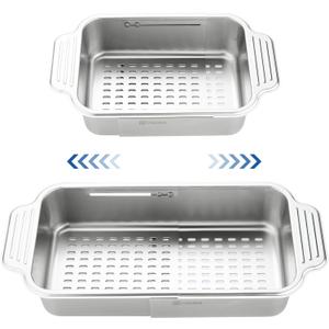 pollock 4 In 1 Collapsible Sink Colander for Kitchen Food Grade 304 Stainless Steel Over the Strainer Extend Drain Basket Washing Vegetable Fruits,Dishes