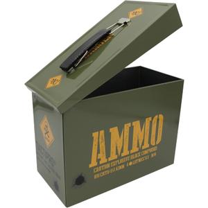 Army Ammo Tin Storage Box container, Lunch Box & bedroom accessories. Military style home decor small stuff organizer, lunchbox treasure snack candy box & keepsake pencil case charger & cord organizer