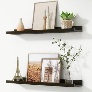 FLYJOE Picture Ledge Shelf, Floating Shelves Set of 2, 30 Inches Nursery Book Shelves for Toys Storage, Kids Bookshelf Wall Mounted for Living Room Bedroom Decor Books Photo Frames, Black