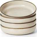 Herogo Pasta Plates and Bowls Sets of 4, Stoneware Large Wide Shallow 37oz Salad Soup Cereal Serving Bowls for Kitchen Dinner, Microwave & Dishwasher Safe, Cream Khaki