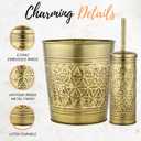 Autumn Alley Toilet Brush and Holder Set with Brushed Brass Bathroom Trash Can – Brass Bathroom Accessories Garbage Can Set for Rustic and Modern Bathroom Décor