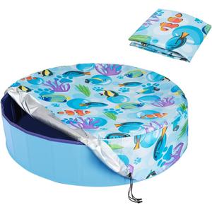 Foldable Round Dog Swimming Pool Cover, for 32 "/63/48 Collapsible Outdoor Tub, PVC Coating Waterproof and UV Protection, Leakproof Washable Kiddie Pet Small Paddling Bath Accessories