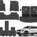 Floor Mats for 2021-2025 2026 Kia Sorento 6&7 Seats Hybrid Trunk Mat with Backrest Mat All Weather TPE Rubber Cargo Liner Back Seat Cover 3rd Row for 2021-2026 Kia Sorento Accessories