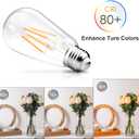 Ascher Vintage LED Edison Bulbs, 6W, Equivalent 60W, Non-Dimmable, High Brightness Warm White 2700K, ST58 Antique LED Filament Bulbs with 80+ CRI, E26 Medium Base, Clear Glass, Pack of 4