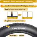2 Pack 700 x 35-43C Road Bike Tubes, Bicycle Tube Compatible with 700 x 35C/36C/37C/38C/39C/40C/41C/42C/43C Bike Tire, Butyl Rubber Inner Tube with 2 Tire Levers for Road Bike