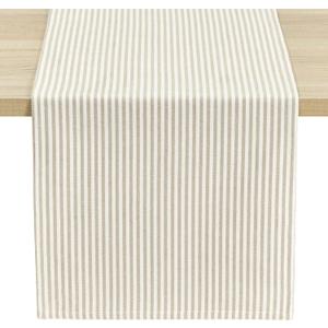 Lush Decor Farmhouse Ticking Stripe Yarn Dyed Table Runner, 13" x 72", Neutral