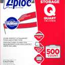 SC Johnson Professional Ziploc Storage Bags, For Food Organization and Storage, Double Zipper, Quart, 500 Count (Medium)