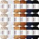 Timgle 18 Pack Beginners Crochet Yarn Cotton Yarn for Crocheting and Knitting with Easy to See Stitches Cotton Nylon Blend Yarn for Crochet Kit Making(Nature Colors)