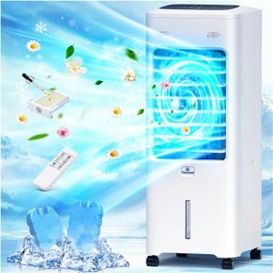 Windowless Air Conditioner Portable, 30inch Ventless Swamp Cooler Air Conditioner with 2-Gal Tank, 4IN1 Evaporative Air Cooler for Indoor Room Bedroom Home, 3 Speeds&3 Modes, 7H Timer, Remote
