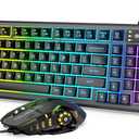 Gaming Keyboard and Mouse Combo - RGB Backlit 14 Lighting Effects, USB Wired Computer Keyboard, 26-Key Anti-Ghosting, Volume Wheel, Quiet Typing, Adjustable DPI Mouse for Gaming & Work, Trueque