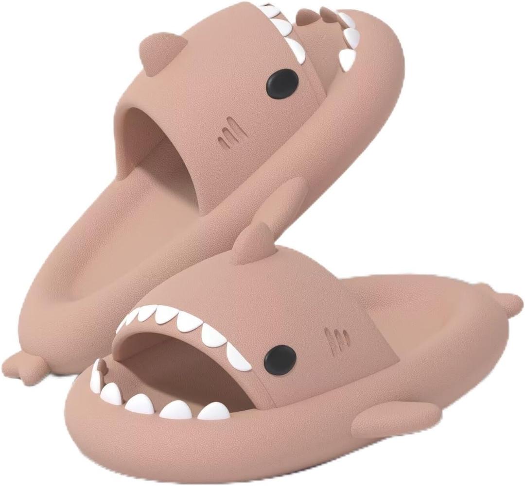 Shark Slides Thickness Upgrade Summer Cute Cartoon Shark Slippers for Women Men Non-Slip Open Toe Lightweight Sole Sandals Casual Unisex Beach Shoes (11-11.5 Women/9-9.5 Men, Pink)