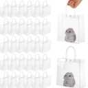 Abeillo 50 PCS Clear Gift Bags with Handles, 7.8" x 7.8" x 3.1" Reusable Party Favor Bags Plastic Gift Bag Transparent PVC Tote Bag for Wedding, Christmas, Birthday, Boutique