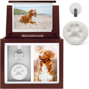Pet Urns for Dogs Ashes Keepsake - Memorial Dog Urns for Ashes Personalized, Cat Urns for Ashes, pet urns for Dogs Ashes Small - Includes Pet Paw Print Kit, Picture Frame and Photo Book (Brown)