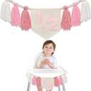 Half Birthday Decorations- Dokuna Girls Half Way to One Decorations, 6 Month 1/2 Birthday Tassel High Chair Banner (Pink) (Pink)