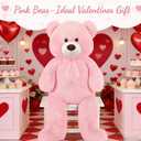 Toys Studio 51 inch Giant Teddy Bear Pink Stuffed Bear Plush for Girls, Pink Teddy Bear for Baby Shower Gender Reveal Decorations Valentine's Day Christmas Mother's Day