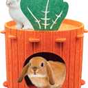 Rabbit Hideout,Felt Cloth Bunny Bed,Carrot Theme Guinea Pig Beds,Small Animal Hideaway House,Rabbits Hiding Hut for Ferret Chinchilla Hedgehog