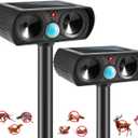 2025 Deer Repellent Device Ultrasonic Animal Repellent Outdoor Solar Animal Repeller with Motion Detection Waterproof Cat Deterrent Outdoor to Scare Rabbit Squirrel Skunk Repellent for Yard(2PACK)