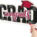 Qunclay Class of 2026 Wood Signs Graduation Party Decorations 2026 Congrats Grad Sign Wooden Signature Board with Pen Graduation Photo Booth Prop for High School College Grad Party Supplies(Burgundy)