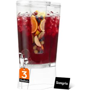Lifewit 3 Gallon Drink Dispenser for Parties, Large Plastic Beverage Container for Juice/Tea/Soda with Stand & Ice Core, Clear Lemonade Dispenser with Spigot, BPA Free Water Pitcher for Hosting