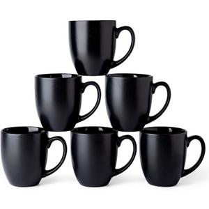 AmorArc 12oz Coffee Mugs Set of 6, Large Ceramic Coffee Mugs for Men Women Dad Mom, Modern Coffee Cups with handle for Tea/Latte/Cappuccino/Cocoa. Dishwasher&Microwave Safe, Matte Black