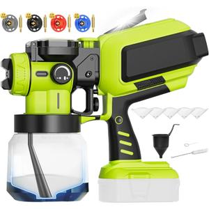 Automatic Paint Sprayer Compatible for Ryobi 18V Battery(NO Battery), Cordless Electric HVLP Paint Sprayers with Auto-Spraying, Brushless Motor, LED Light, for Fence Furniture Walls (Bare Tool)