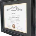 GraduationMall 8.5x11 Diploma Frame with Black over Gold Mat or Display 11x14 Document without Mat, UV Protection Acrylic, Black with Silver Beads