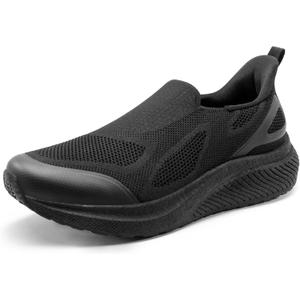 Men's Hands-Free Slip On Walking Shoes Laceless Comfortable Tennis Sneakers (8.5, All Black)