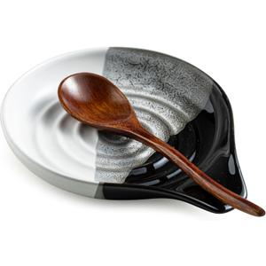 Large Ceramic Spoon Rest for Stove Top & Kitchen Counter, Heat-Resistant Spoon Holder for Cooking Utensils, Spatula & Ladles, Nonstick, Dishwasher Safe, Cute Design, Gradient Black Large Ceramic Spoon Rest for Stove Top & Kitchen Counter, Heat-Resistant Spoon Holder for Cooking Utensils, Spatula & Ladles, Nonstick, Dishwasher Safe, Cute Design, Gradient Black