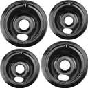 Masfrio WB31M20 WB31M19 Replacement Drip Pans for GE Hotpoint Range Cooktop - Includes 2 x 6-Inch & 2 x 8-Inch Burner Bowls, Compatible with WB31M0020 WB31M0019 & More (4-Pack, Black)