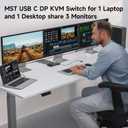 USB C DP KVM Switch 2 Computers 3 Monitors,4K/1080P@60Hz MST KVM Switch for 1 PC&1 Laptop Share 3 Monitor with 4 USB3.0 Devices,PD for Laptop, USB Cables and Power Adapter(4K USB C DP 2 in 3 Out KVM)
