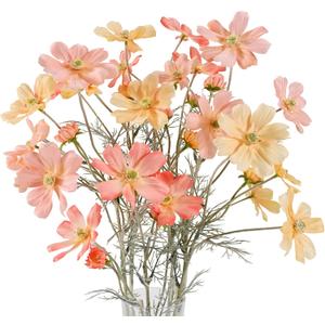 Artificial Pink Flowers for Decoration Cosmos Flowers Artificial Coreopsis Silk Flower Long Stem Table Centerpieces Colorful Faux Flower Arrangement Pack of 6(Pink)
