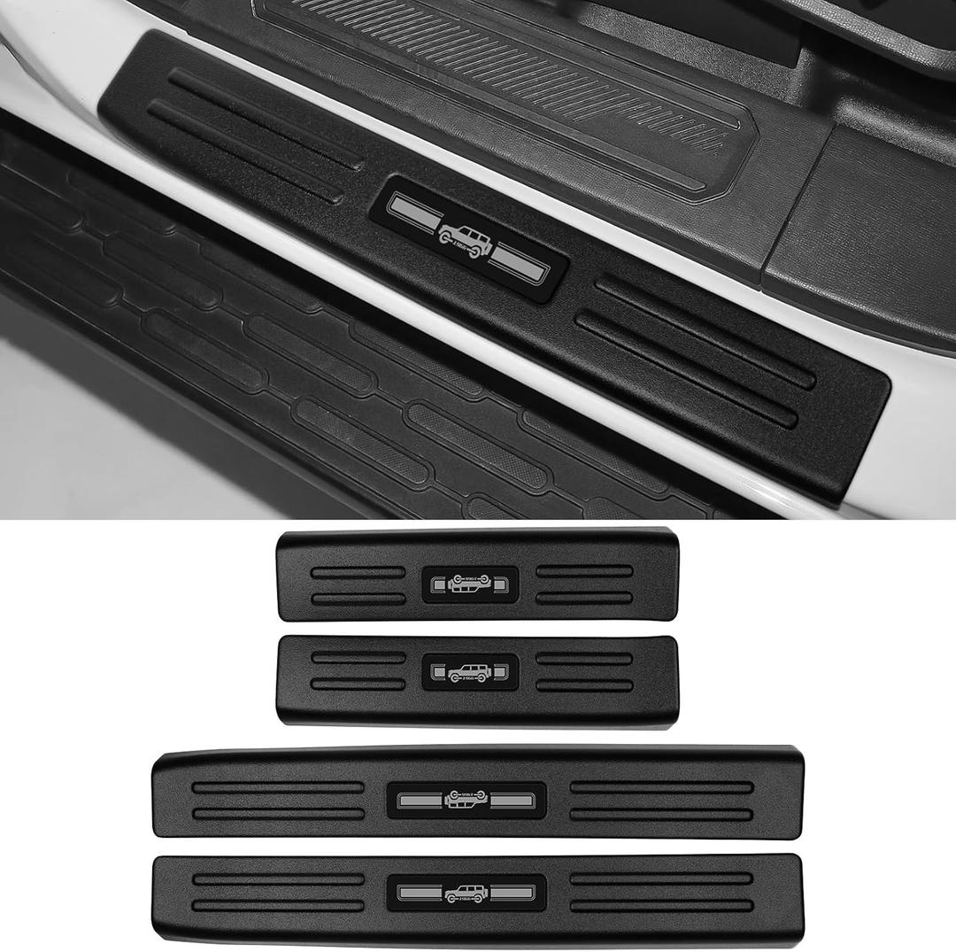 Door Sill Guards Compatible with Ford Bronco 2021-2025 2026 Accessories ABS Material Door Sill Protector Plate Decoration Front and Rear Door Pedal Kick Protection(Not for Bronco Sport)