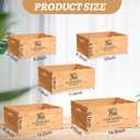 Barydat Set of 5 Wood Crates for Display Decorative Nesting Wooden Crate Storage with Handles Vintage Farmhouse Style Decorative Boxes Multipurpose Fruits Vegetables Boxes(Brown,Classic)