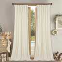 StangH Extra Long Ivory White Velvet Curtains - Luxury Room Darkening Window Drapes Backdrops for Party, Privacy Protect Sliding Door Curtains for Living Room, W52 x L108, 2 Panels