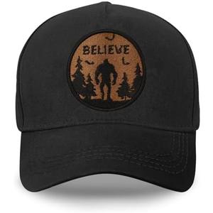 Bigfoot Trucker Hat for Men, Big Foot Sasquatch Gifts, Adjustable Embroidered Bigfoot Baseball Cap Black