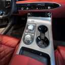 ABS Central Gear Shift Panel Cover Center Control Water Cup Holder Cover Trim Center Console Gear Shift Panel Cover Compatible with Genesis GV70 2026 [PE] Accessories (Wood Grain Style)