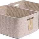 Large Storage Baskets for Shelves, Closet Organizers Bins for Clothes Blanket Towels, Baby Nursery, Toy Baskets Box, Woven Rope Baskets, 17 x 13 x 7.5, 2 Packs Mixed Brown (Natural)