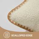 2 x ORTIGIA Farmhouse Lumber Pillow Covers Decorative 12x20 Textured Pillowcaes with Scalloped Edge Pillow Case for Couch Sofa Bed Cushion Living Room Khaki (Lace-brown)