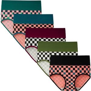 INNERSY Women's High Waisted Underwear Cotton Panties Regular & Plus Size 5-Pack (XXL)
