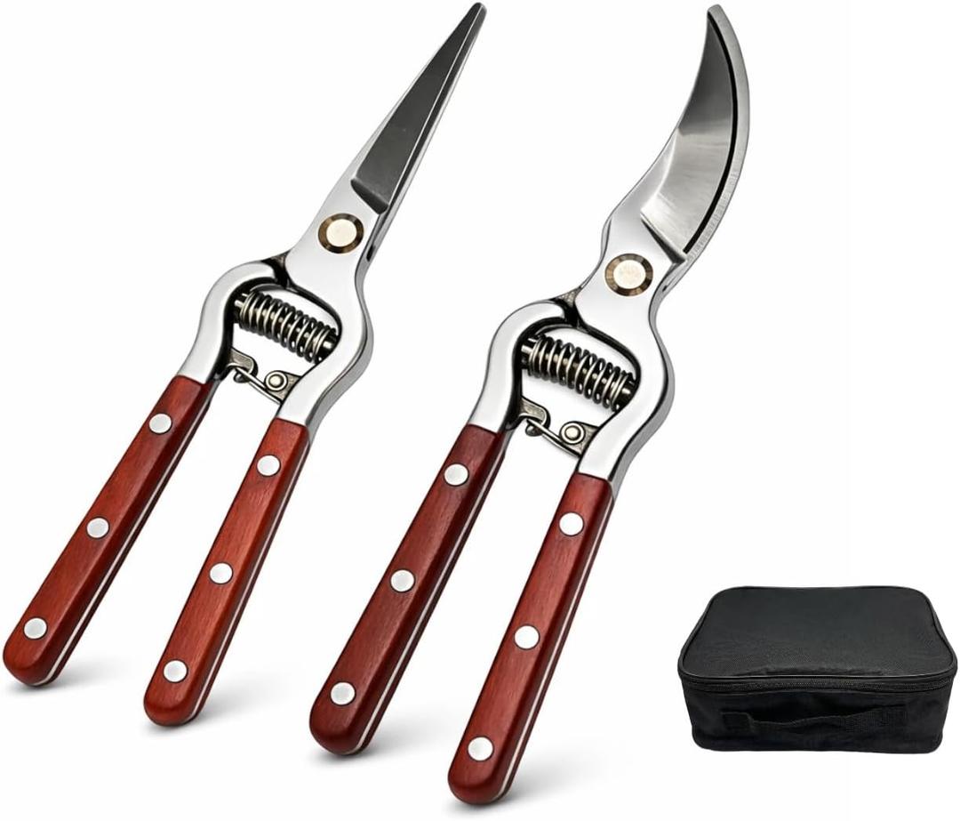 Garden Pruning Shears 2 Pack,Bonsai Trimming Scissors 8"Heavy Duty Garden Scissors Gardening Sharp for Handheld Heavy Duty Hedge Plant Branch Clippers Scissors Pruners Tools