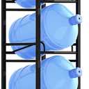 5 Gallon Water Jug Holder, Movable 5 Tier Heavy Duty Water Rack with 4 Wheels, Rack for Water Jug Storage, Space Saving Water Stand for Five 5 Gallon Water Jugs, Black