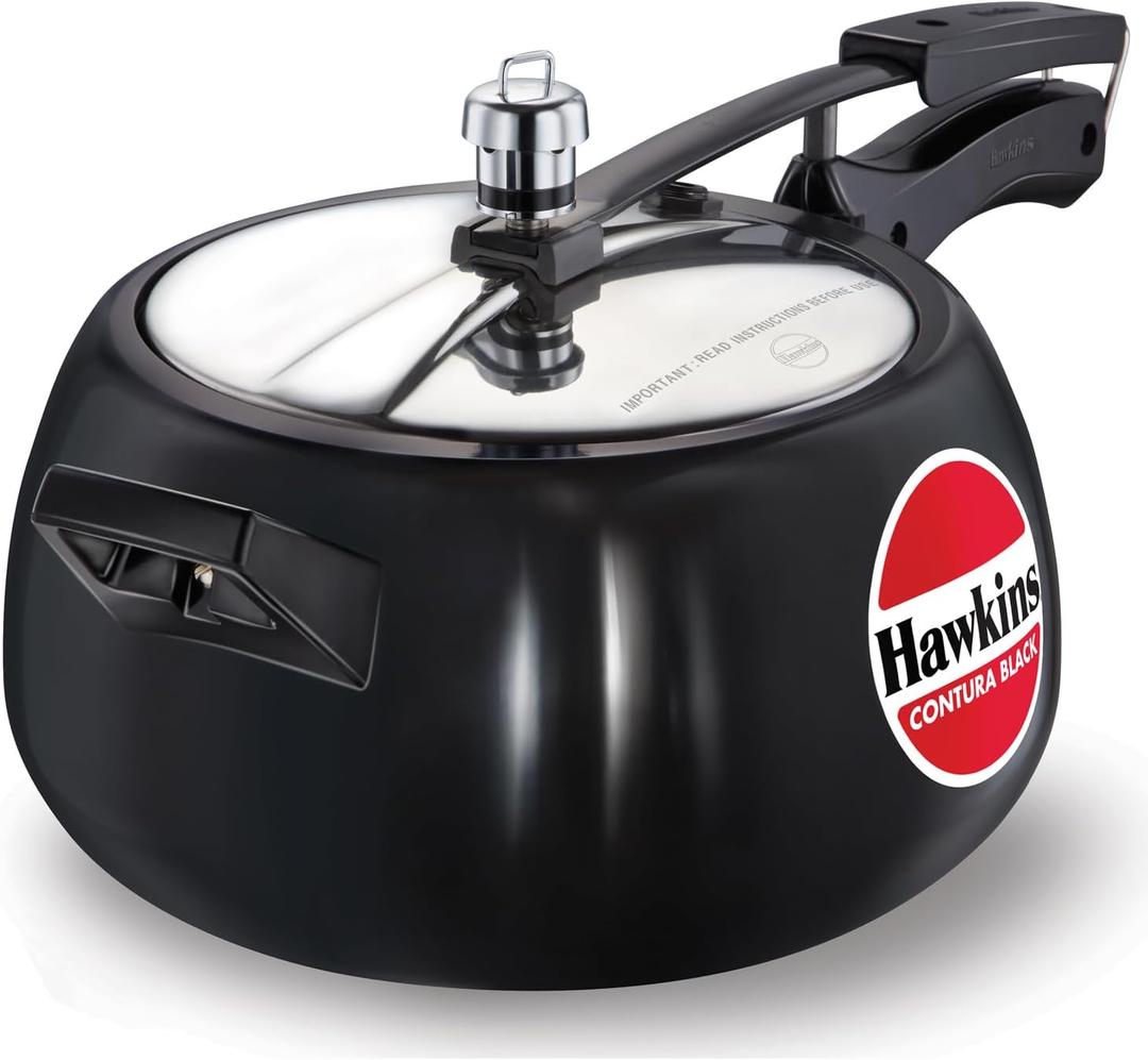 Hawkins Contura Black Pressure Cooker, 5 Litre, Black (CB50) (5.3 Quarts)