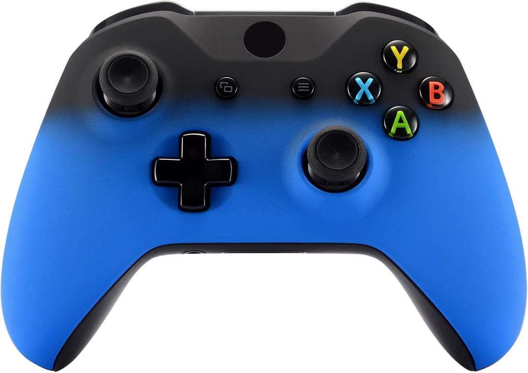 eXtremeRate Shadow Blue Faceplate Cover, Soft Touch Front Housing Shell Case, Comfortable Soft Grip Replacement Kit for Xbox One S & Xbox One X Controller - Controller NOT Included