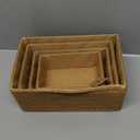 PROLAND Recycled Wicker Storage Basket, Paper Rope Storage Baskets for Organizing Container Bins for Shelves Cupboards Drawer, Small Woven Basket Set of 4 (Middle, Milky)