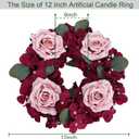 Artificial Flower Candle Rings - 6 Inch Inner Rose Floral Wreaths for Wedding Bridal Event Table Centerpieces Backdrop Decorations (Burgundy & Dusty Pink, 6 X Candle Rings)
